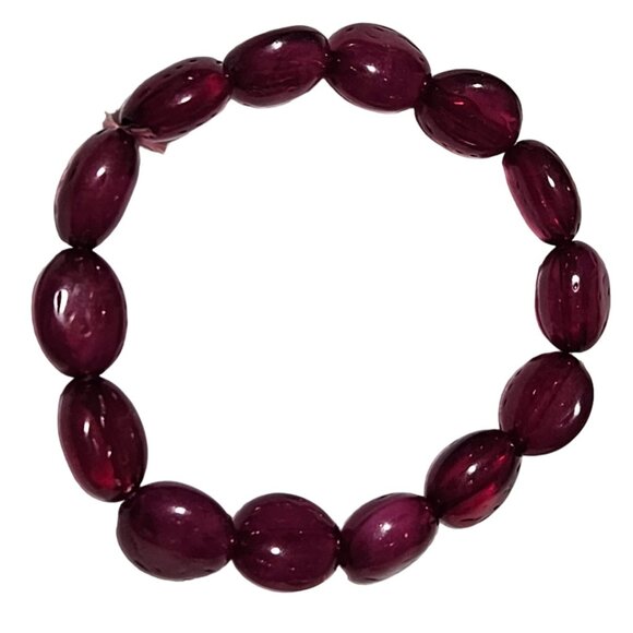 Retro Red Beaded Chunky Stretch Bracelet 80s 90s Fashion Jewelry Women - Picture 1 of 3